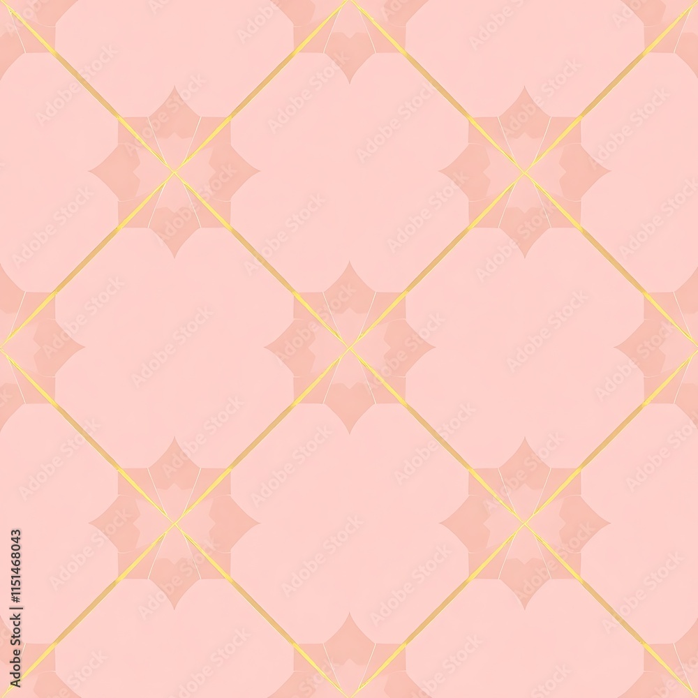 Poster pink and gold geometric pattern: a delicate and sophisticated design featuring a repeating pattern o