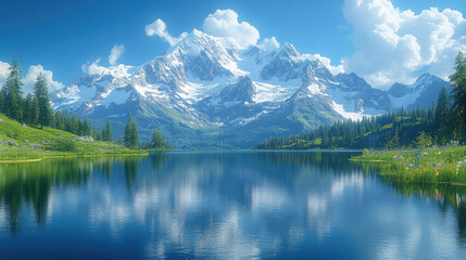 Serene Mountain Lake at Dawn