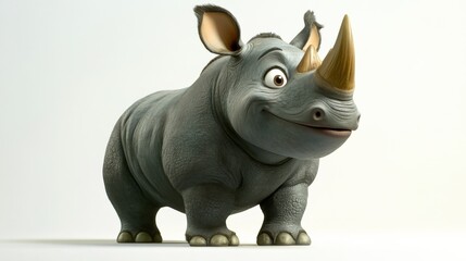 Obraz premium Cartoon rhino on a white background