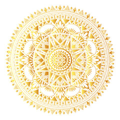 Png golden boho mandala design element, transparent background