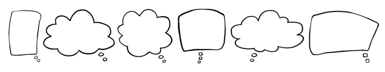 PNG Thought bubble outline, element set on transparent background