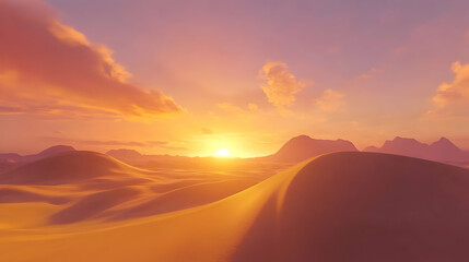 Majestic Desert Sunset: Golden Sands and Vibrant Hues