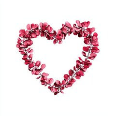 Obraz premium Heart-Shaped Arrangement of Red Leaves on a Clean White Background for Romantic Themes