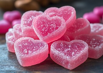 Obraz premium Pile of Pink Candy Hearts Valentines Day Sweet Love Treats
