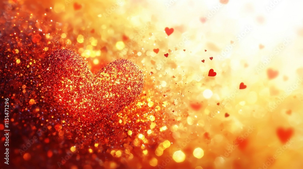 Aufkleber sparkling heart shape with glitter and bokeh effect for romantic background or design