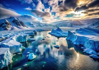 Aerial drone photography reveals stunning Antarctic ice melt, with glaciers calving into a widening ocean.
