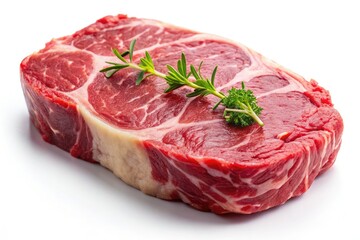A gourmet butcher's masterpiece: a panoramic view of a raw ribeye's exquisite marbling.
