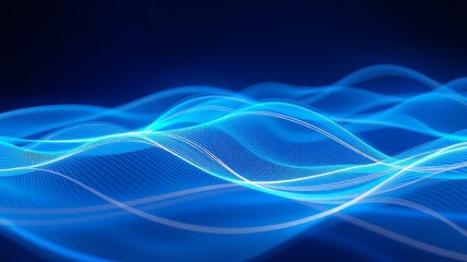Naklejka premium Abstract Blue Light Wave Backgrounds - AI Art