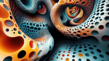 Obraz premium Layered optical illusions with complex geometric abstract patterns. Generative AI