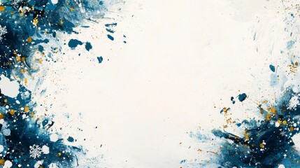 Abstract Christmas Border with Blue and Gold Accents for Holiday Card Design Featuring Laddawan and Festive Elements