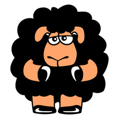 Black Sheep Sad Insecure Tired Funny Sweet Unhappy Design Lover Art Vector Illustration Card T-Shirt Poster Sticker Graphic Print Decorative Drawing Isolated Logo Decoration Symbol Creative Cool Style
