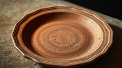 Antique Clay Plate, Empty Dish, Studio Still Life, High Resolution, Colorful, Elegant