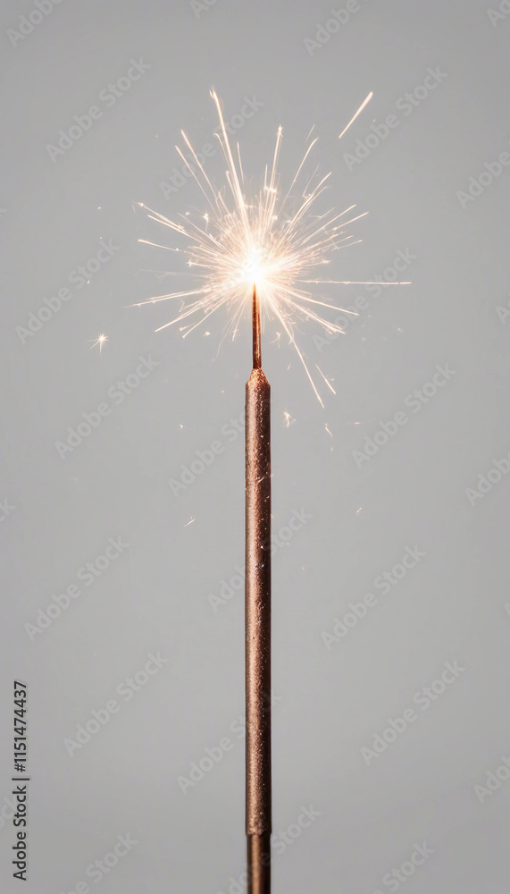 Poster sparkler isolated on transparent background vertical