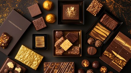 Luxurious assortment of gourmet chocolates in elegant boxes.