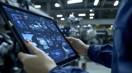 Fototapeta premium AI-Driven Innovation: Futuristic Integration of Smart Technology with Industrial Automation for Precision and Efficiency
