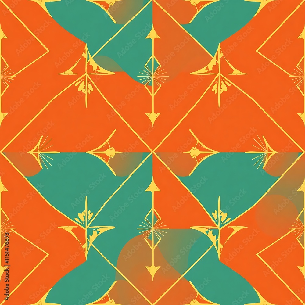 Poster geometric abstract pattern: a vibrant and dynamic seamless pattern with a modern, art deco feel. thi