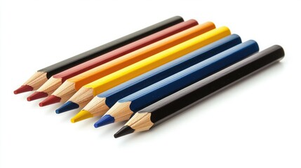 Naklejka premium A vibrant arrangement of colored pencils in various hues, perfect for artistic projects, drawing, and creative expression.