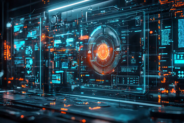 Obraz premium Cyber Nexus: The Heart of Technology