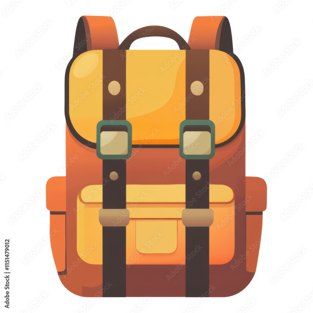Poster backpack icon with simple straps, minimalist design, transparent background, ideal for digital appli