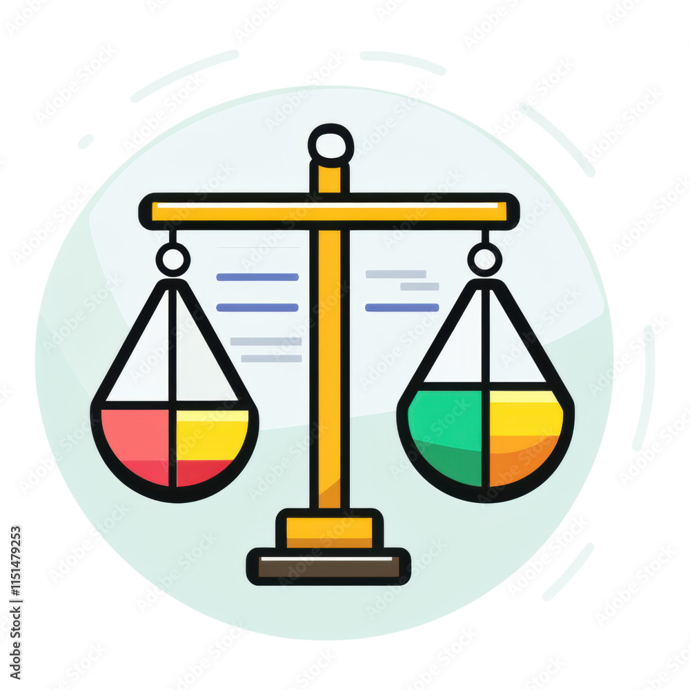 Poster balance sheet icon featuring simple graphs, designed with a transparent background for versatile use