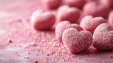 Obraz premium A group of pink hearts Valentine's Day