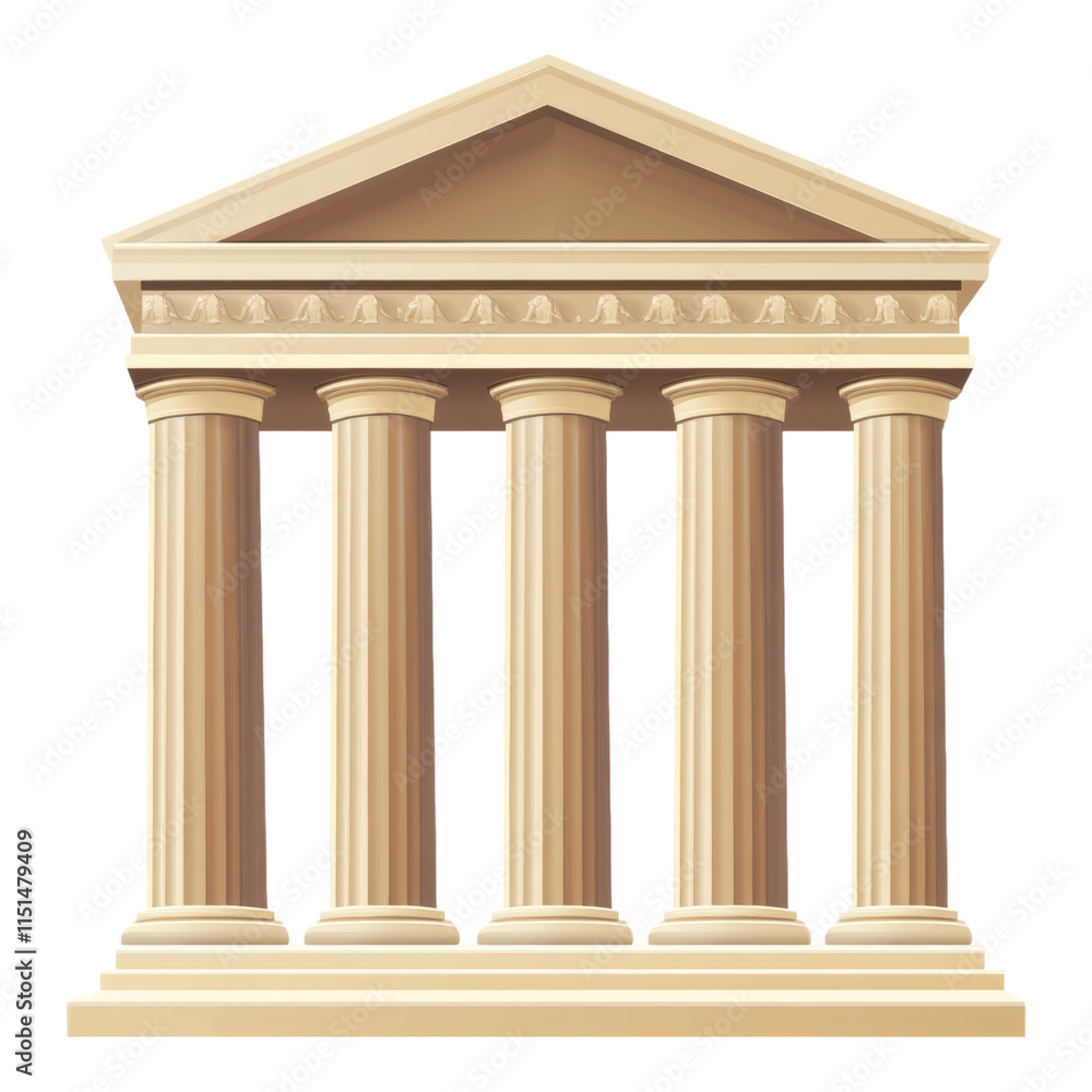 Aufkleber classic bank building icon featuring elegant columns, designed as a png with a transparent backgroun