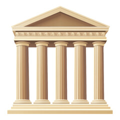 Fototapeta premium Classic bank building icon featuring elegant columns, designed as a PNG with a transparent background for versatile use.