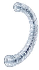 3D rendering of a shiny silver spiral metallic industrial pipe or tubing structure  Curved circular coiled tubular construction layout with a modern futuristic and minimalist design