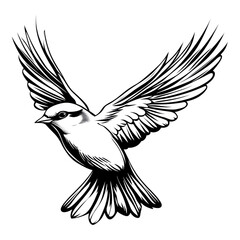 Obraz premium Majestic bird soaring gracefully, wings fully extended, elegant design on transparent background, ideal for digital projects and illustrations