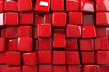 Fototapeta premium Red Cubes 3D Abstract Background