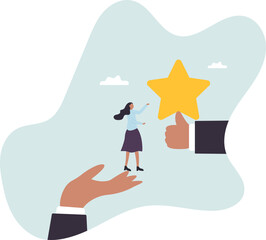 Empowerment or encouragement to help employee reach career success, woman leadership, support or help for work achievement,business concept.flat character.