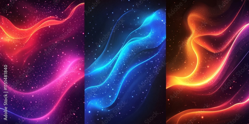Wall mural neon glow illuminating bold abstract patterns. generative ai