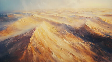 Golden Desert Dunes: A breathtaking landscape of rolling sand and dramatic light