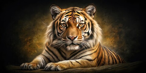 Low-light vintage tiger illustration: a hand-drawn wildlife graphic for your apparel designs.