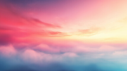 Dreamy Pastel Sunset Sky Above a Sea of Clouds. Generative Ai.