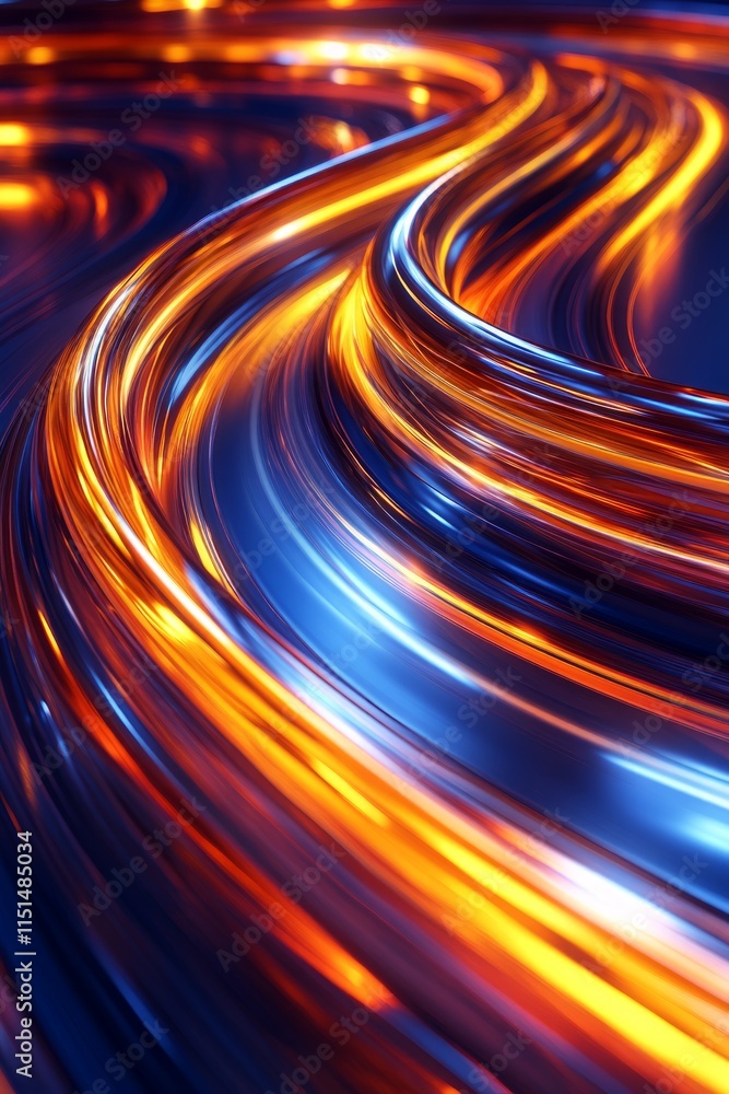 Poster colorful light trails weave through a dark background, creating an enchanting display of vibrant col