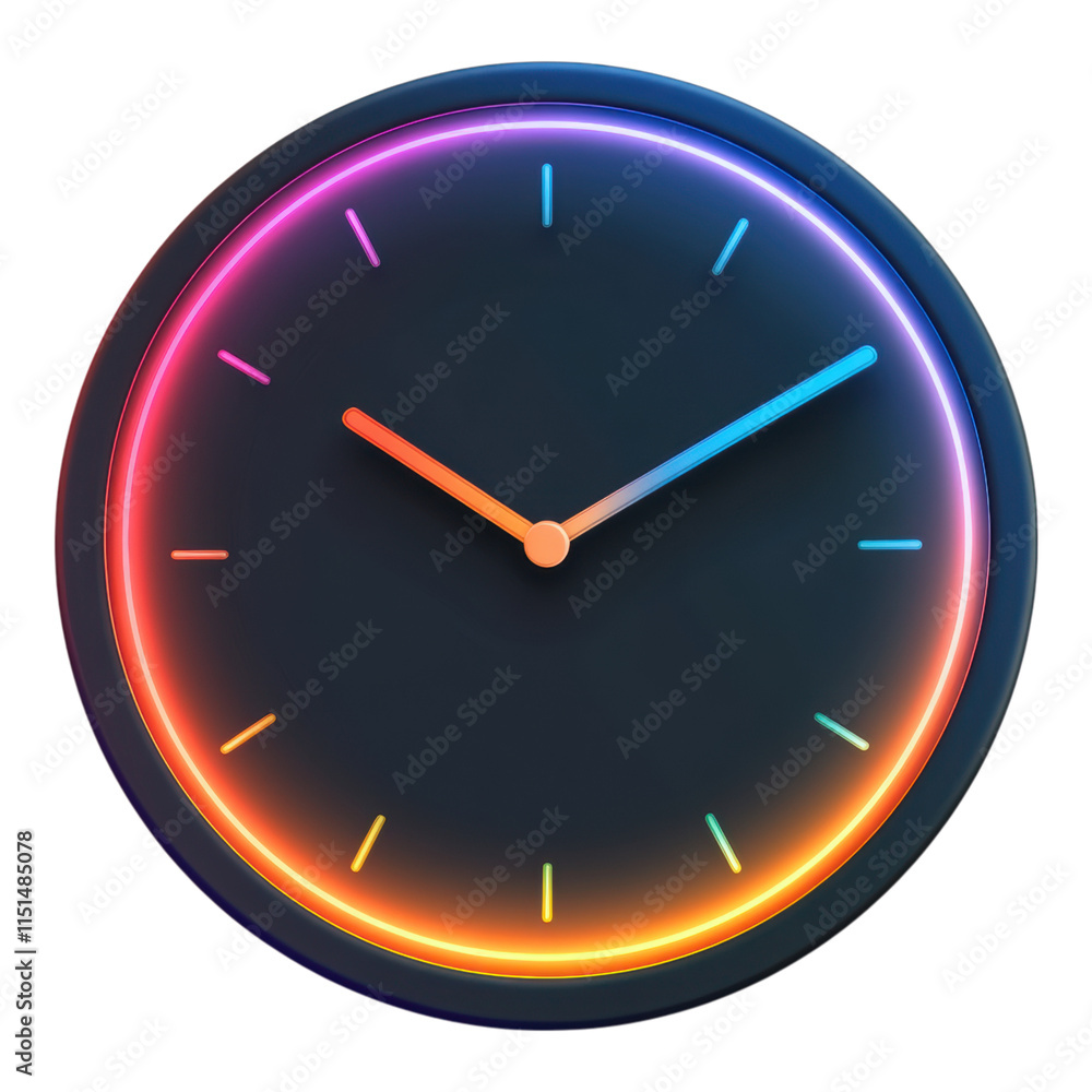 Poster study time clock icon, a clear and simple clock symbol, designed for educational use, featuring a tr