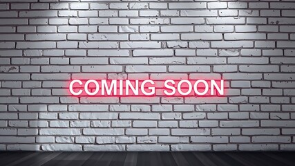 Fototapeta premium Coming Soon Poster Background - White Brick Wall - AI Art