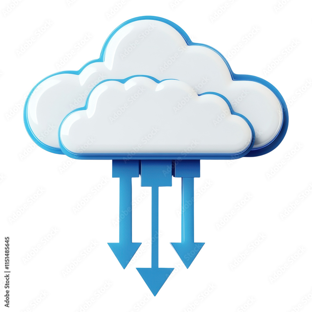 Poster cloud storage synchronization icon, arrows illustrating data transfer, modern design, digital connec