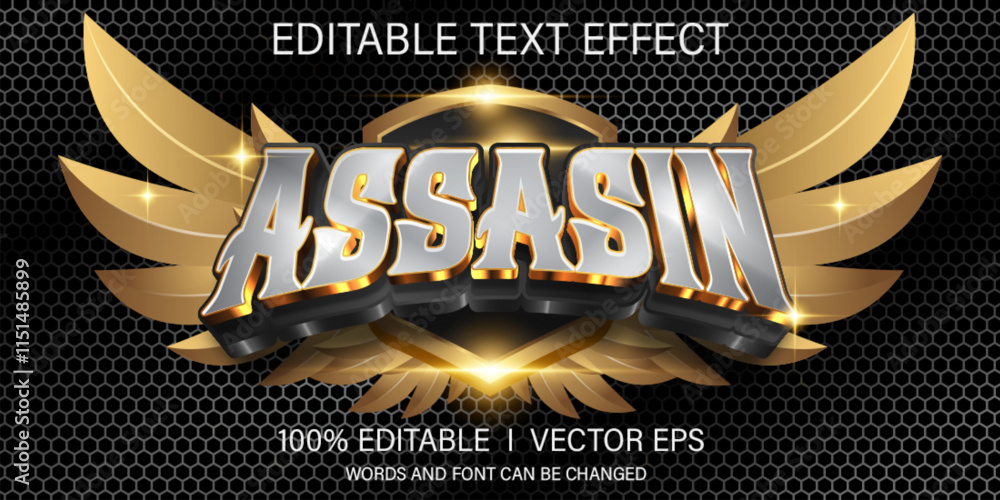 Poster assassin vector text effect with modern style design