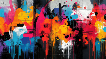 Abstract Urban Graffiti Art Vibrant Splashes, Drips, and Bold Colors. Generative Ai.