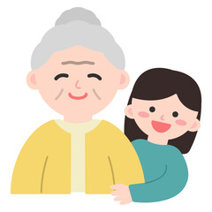 할머니와 행복한 손녀 일러스트