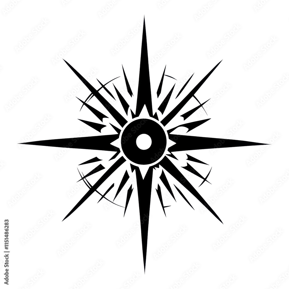 Poster compass icon featuring sharp directional points, designed for clear navigation, presented in png for