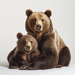 Fototapeta premium a bear mother and cub sit together