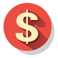 Obraz premium Modern dollar sign icon, flat design, transparent background, ideal for financial applications, websites, and digital graphics