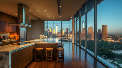 Luxury Penthouse Kitchen with Stunning City Views