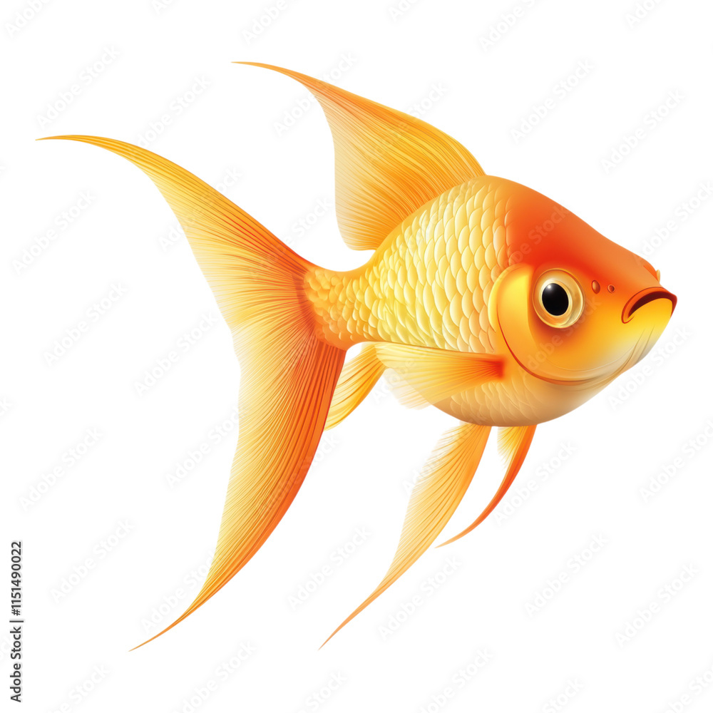 Poster simple fish icon featuring streamlined fins and a flowing tail, designed with a transparent backgrou