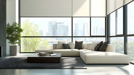 Modern City View Apartment: Luxury Living Room Interior