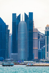 Fototapeta premium Beautiful Doha Skyline view from Mina Port Doha Qatar 