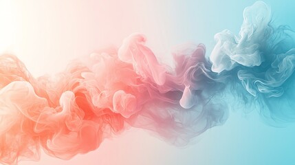 A smooth gradient background blending coral and powder blue, adding a soft yet modern touch